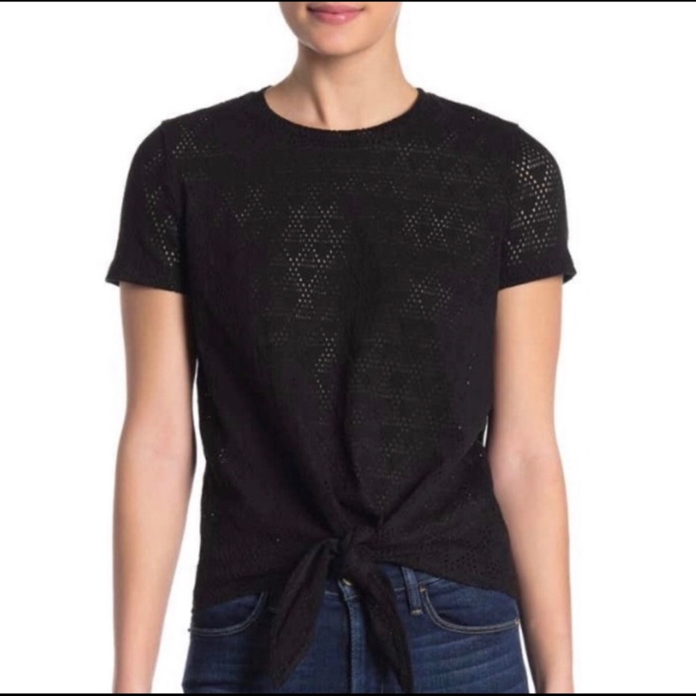 NWT Madewell Tie-front Geo Eyelet Top